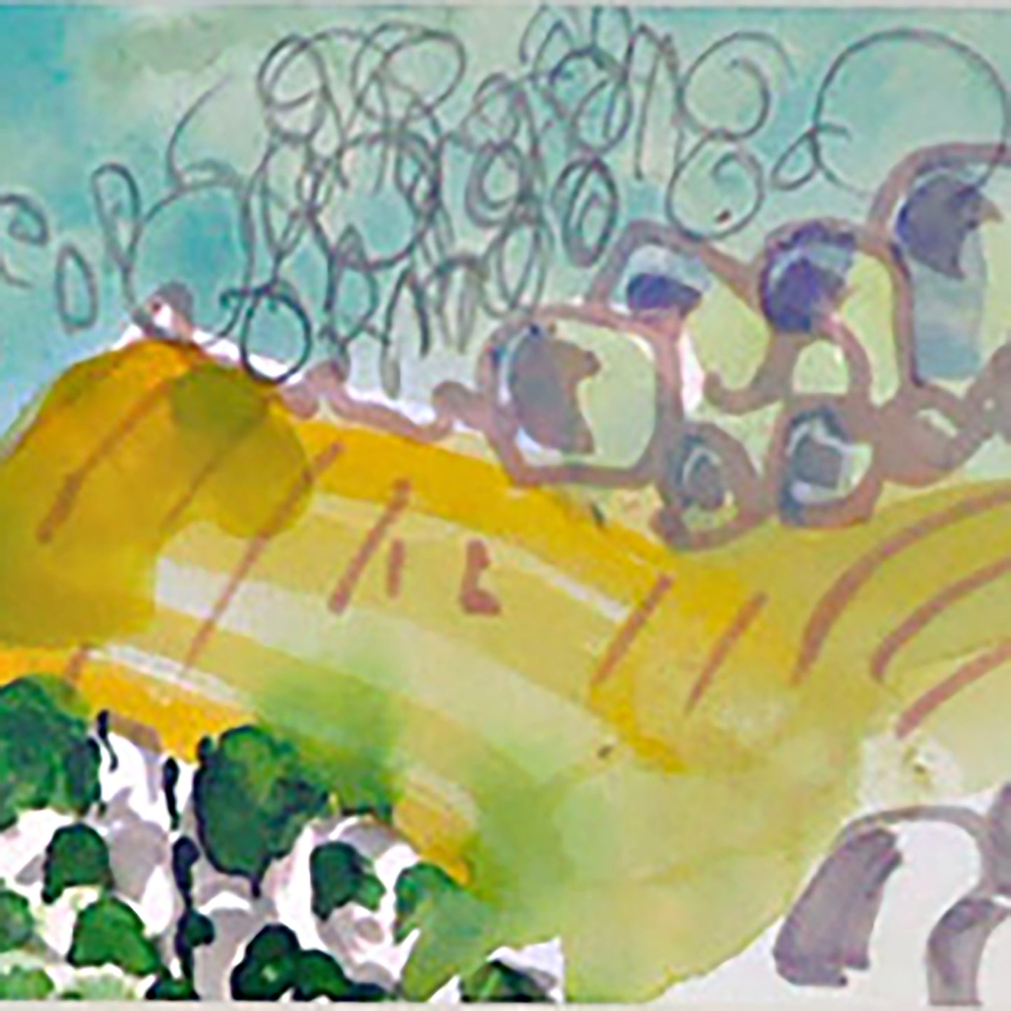 Detail of watercolor painting NATURE IS AN ALIEN_ 4er_landscapebubble_