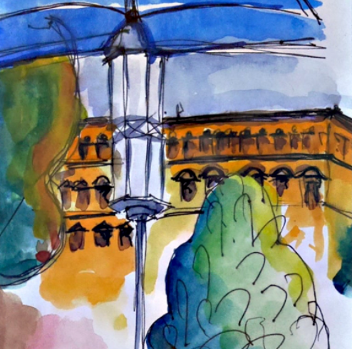 LAB4_CURATED_Aquarell_gerahmt_Berlin_Stadtszene_detail