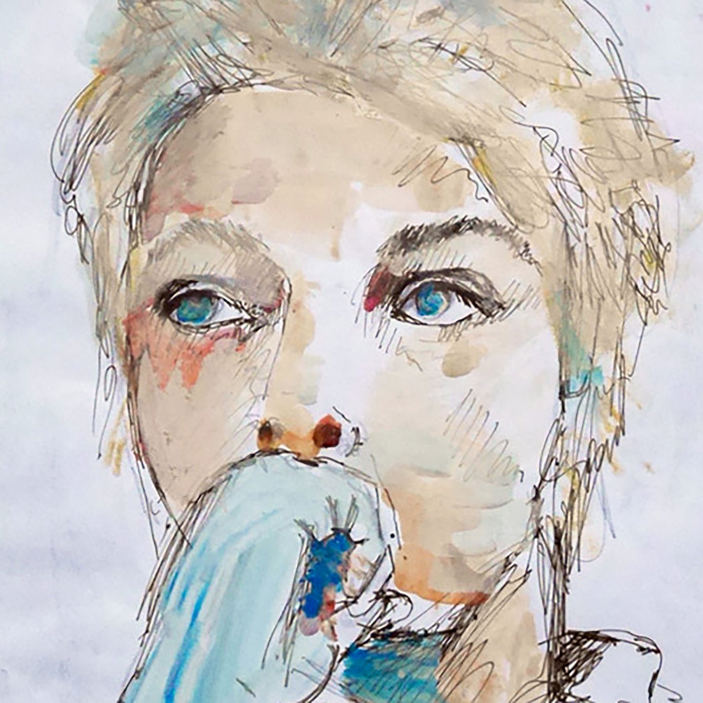 LAB4_CURATED_Herman_the titan_gerahmtes_Bild_Zeichnung_Portrait_detail